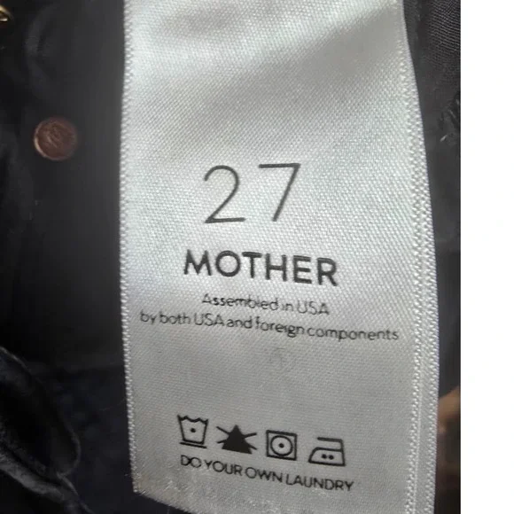 MOTHER Looker Ankle Fray Skinny Jeans 27 Black Distressed - Picture 11 of 16